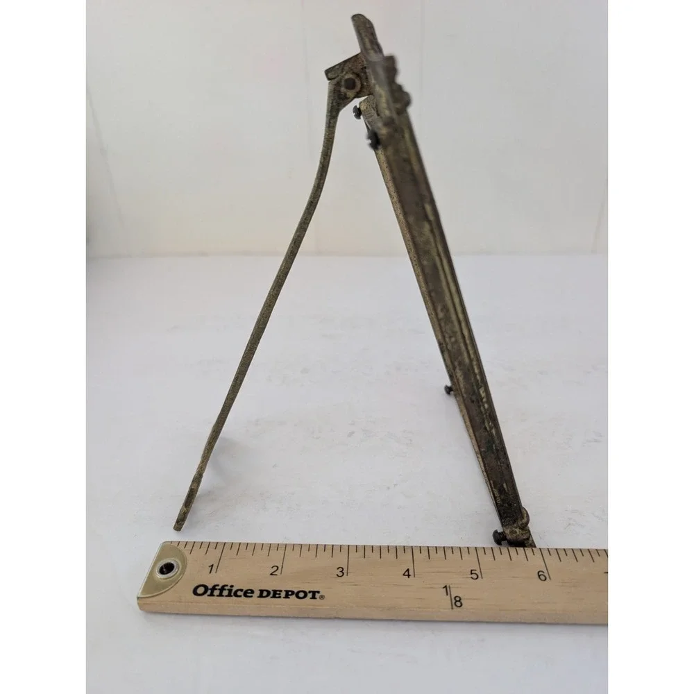 Antique c.1900 Cast Brass Architectural 4x6 Frame #731 Original Easel No Glass